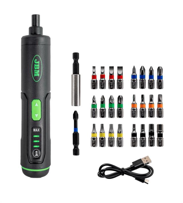 Odvijač bežični električni sa 3 brzine i setom bitova, 4V, sa dvostrukim LED osvetljenjem i podešavanjem obrtnog momenta JBM