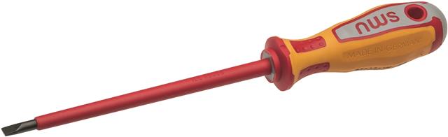 Odvijač ravni 0,6×3,5 mm, 100/185 mm, 1000V VDE – ergonomska višekomponentna drška, anti-roll; Cr-Mo-V, black tip; ubrizgana izolacija IEC 60900 NWS