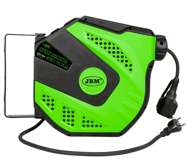 Kabal na motalici dužine 21 m sa utičnicom i automatskom kočnicom,automatksim namotavanjem sa nosačem za zid JBM