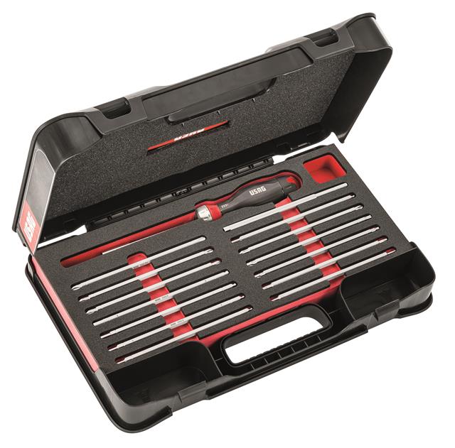 Odvijač sa izmenljivim dugim nastavcima u garnituri 333 K/SC23 USAG