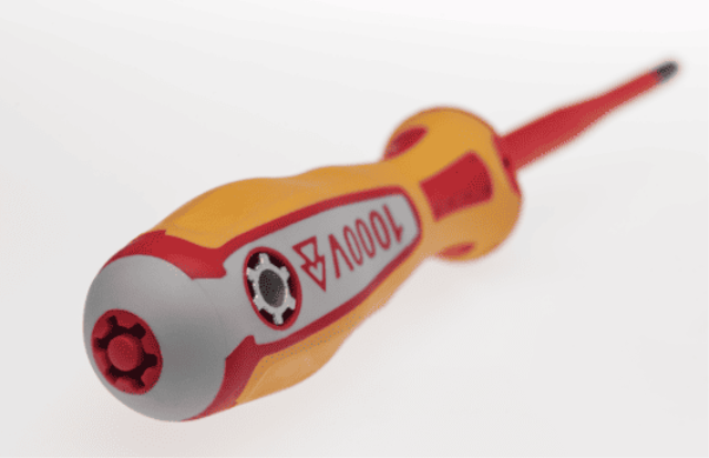 Set VDE odvijača 1000V, 8/1 – ergonomske višekomponentne drške, anti-roll; Cr-Mo-V sečiva s black tipom, ubrizgana izolacija IEC 60900; ležište za bit  NWS