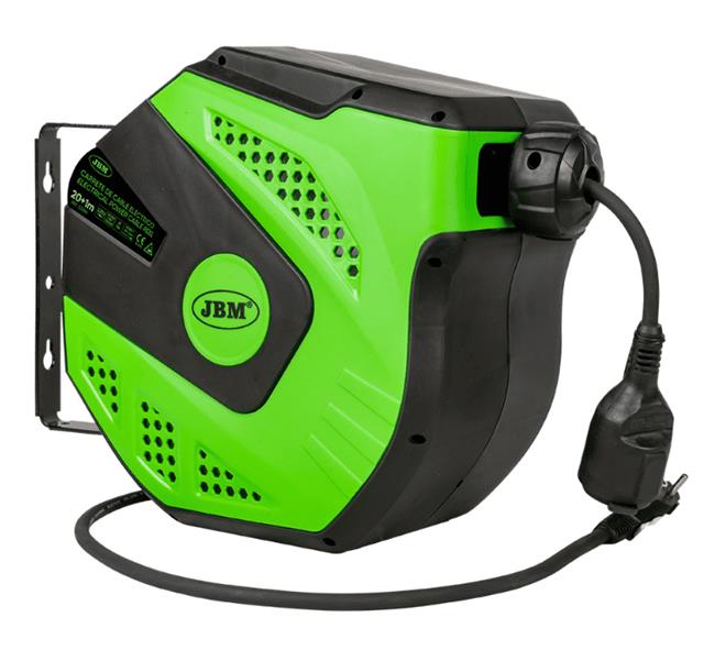 Kabal na motalici dužine 21 m sa utičnicom i automatskom kočnicom,automatksim namotavanjem sa nosačem za zid JBM