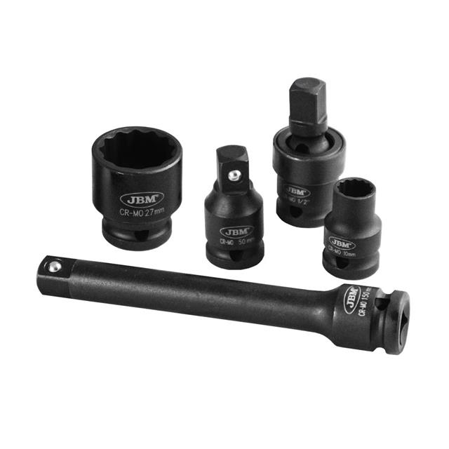 "Garnitura nasadnih ključeva 10-27 mm 12-ugaoni kovani prihvat 1/2"" sa nastavcima i adapterima u plastičnom koferu JBM"