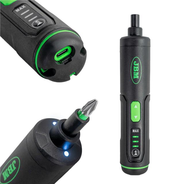 Odvijač bežični električni sa 3 brzine i setom bitova, 4V, sa dvostrukim LED osvetljenjem i podešavanjem obrtnog momenta JBM