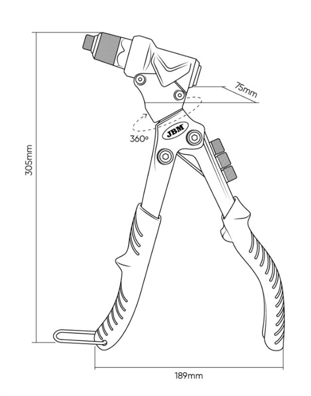 Klešta multifunkionalna za nitne okretna glava 360 stepeni JBM