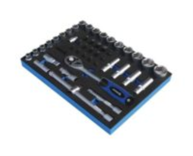 "Ključevi nasadni kratki i duboki sa nastavcima i račnom na 1/2"" u penastom modulu ASTA"