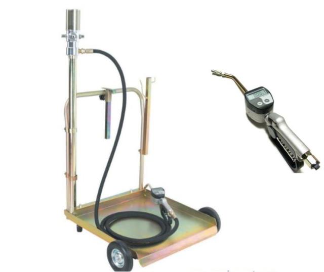 Pneumatska pumpa za sipanje ulja sa digitalnim meračem protoka i kolicima za bure od 180-220 kg 3:1 ASTA