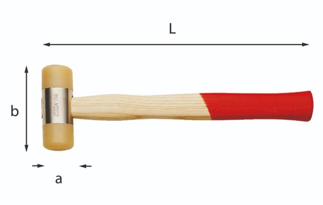 Plastični čekić sa drvenom drškom dužine 300 mm  fi 35  376 USAG