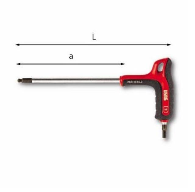 Ključ imbus 3 mm sa T ručkom dužine 133 mm 280 HGTS USAG