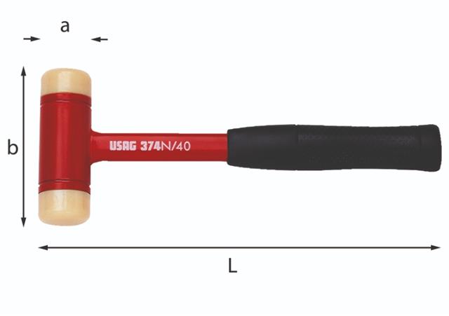 Čekić sa izmenjivim plastičnim vrhovima drška od ugljeničnog čelika dužina 310 mm 374 N USAG