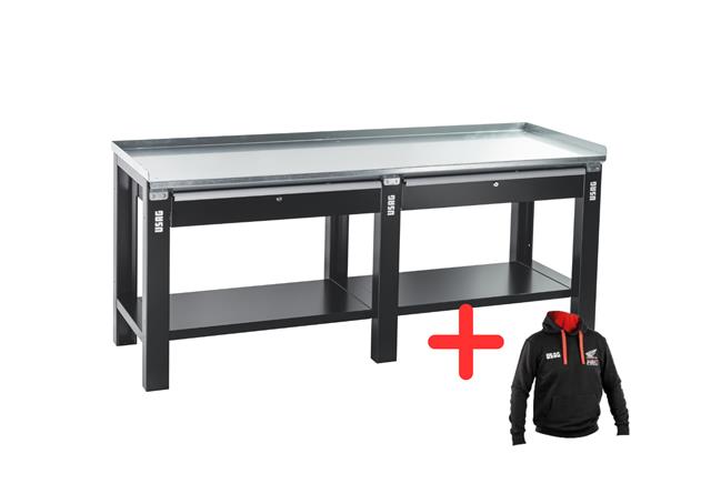Radni sto sa čeličnom pločom dvostruke fioke, vrata od čeličnog lima sa podesivim šarkama 2000x700x910 506 TAC HL USAG