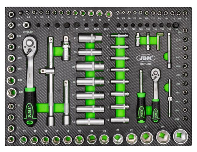 Alat u penastom modulu 1/2 i 1/4 nasadnih ključeva sa ručicama,adapterima,nastavcima JBM