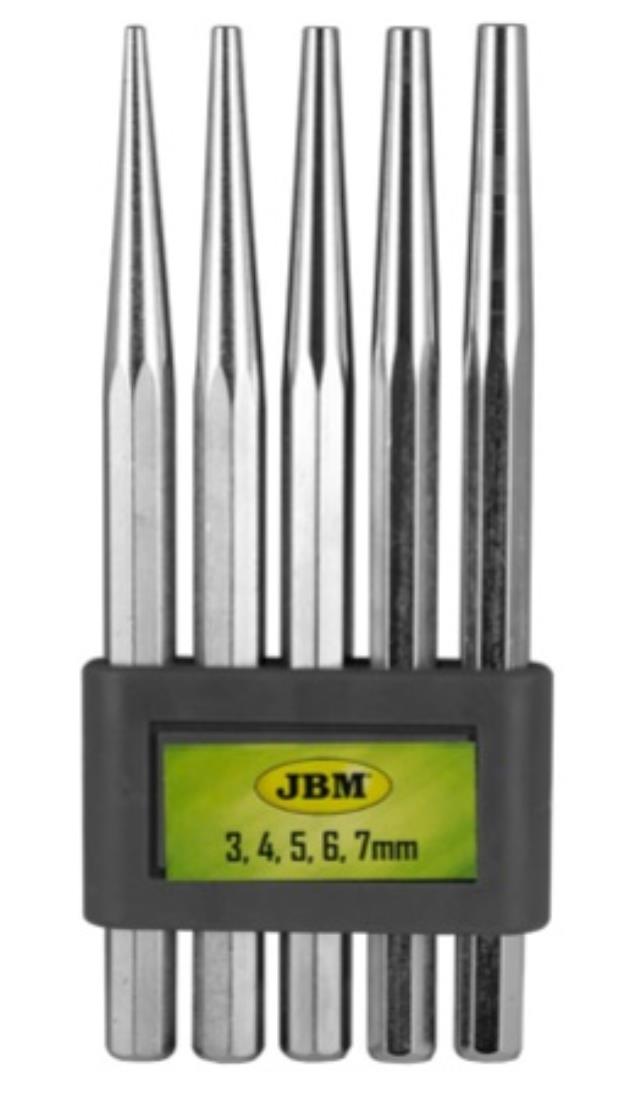 Garnitura konusnih izbijača 3-7 mm na plastičnom nosaču 5/1 JBM