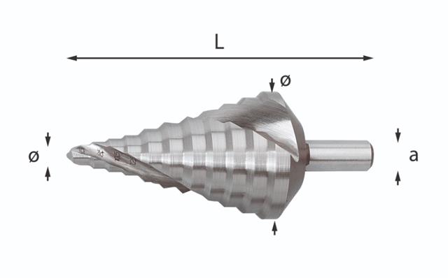 Burgija stepenasta 6,5-40,5 mm prihvat 10 mm HSS dužina 96 mm 988 D USAG