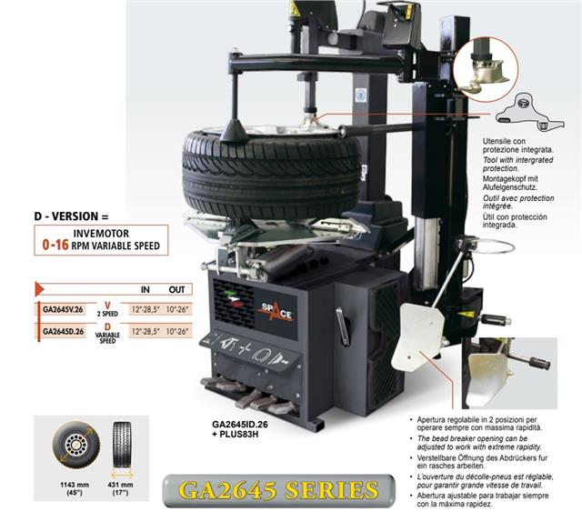 Mašina za montažu i demontažu guma 12”-28,5” 2 - 10”-26” sa dve brzine, automatska, SPACE