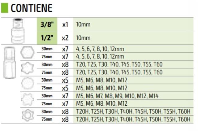 Garnitura dugih i kratkih bitova u plastičnom koferu,TORX,TORX INV,HEX JBM