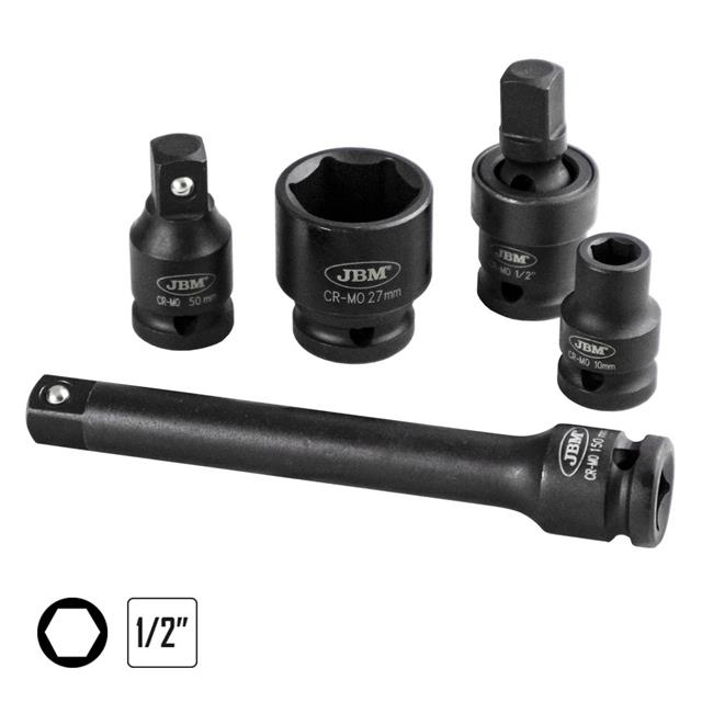 Ključevi nasadni kovani 10-27 mm sa zglobnim nastavcima i nastavcima od 50,150 i 250 mm u metalnom koferu 19/1 JBM