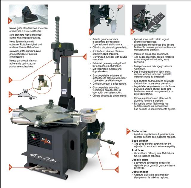 Mašina za montažu i demontažu guma 12”-24,5” - 10”-22”  sa dve brzine za putnički i laki teretni program SPACE